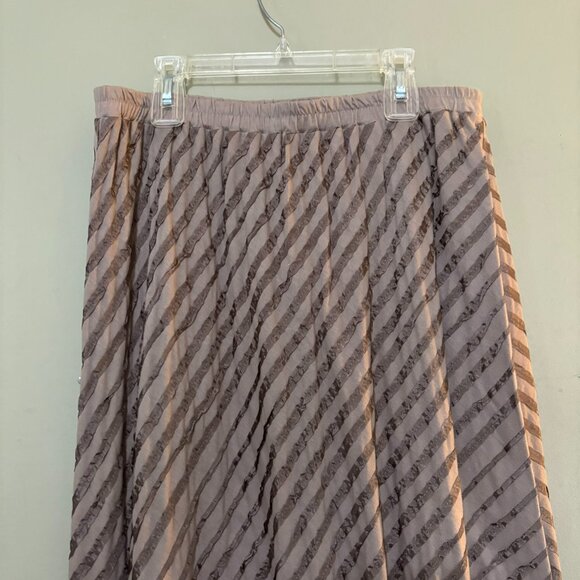 Soft Surroundings Womens Tan Light Brown Maxi Full Ribbon Striped Skirt Medium - Picture 3 of 4